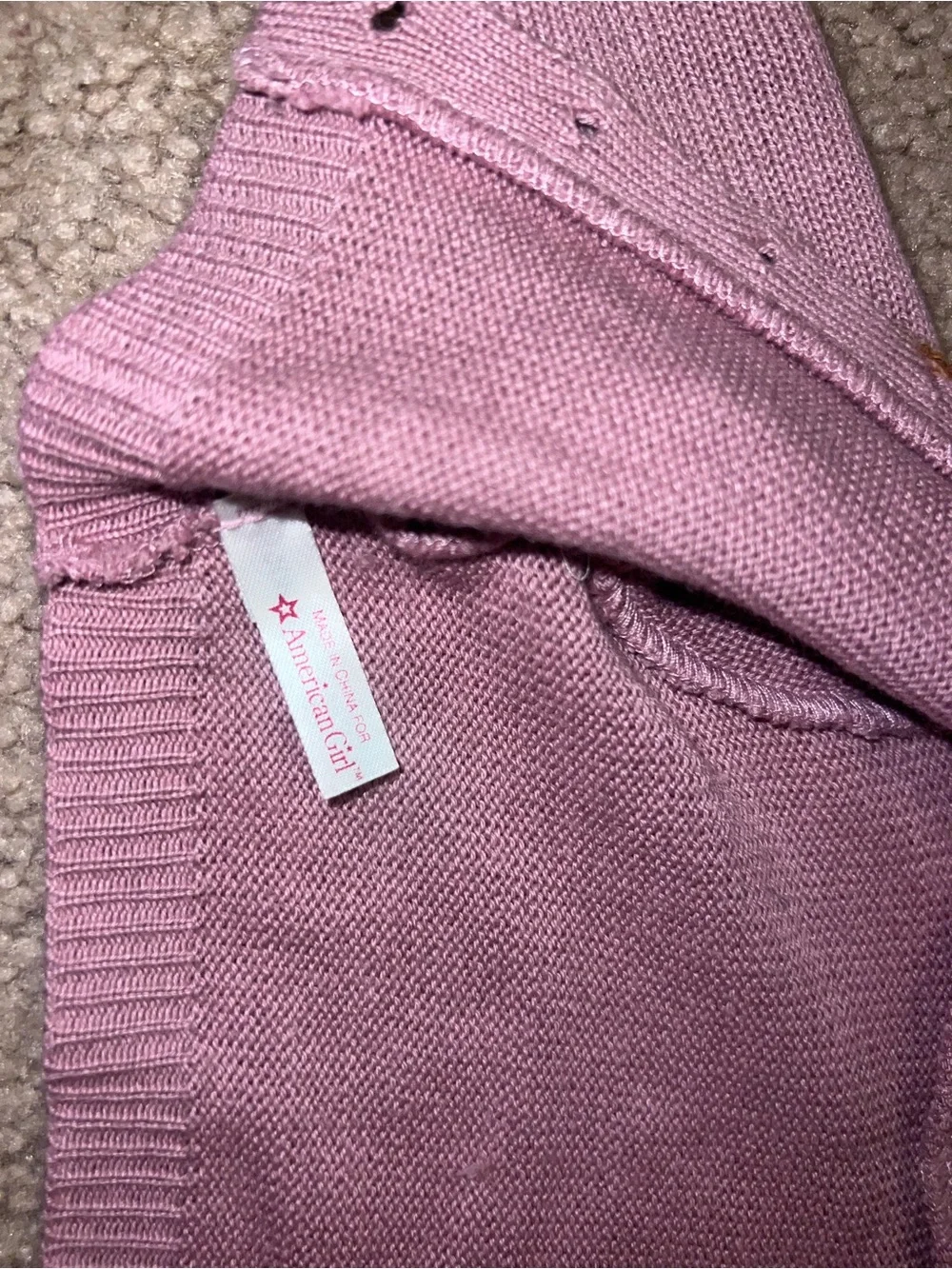 American Girl Doll Kit Kittredge Lavender Meet Sweater Cardigan
